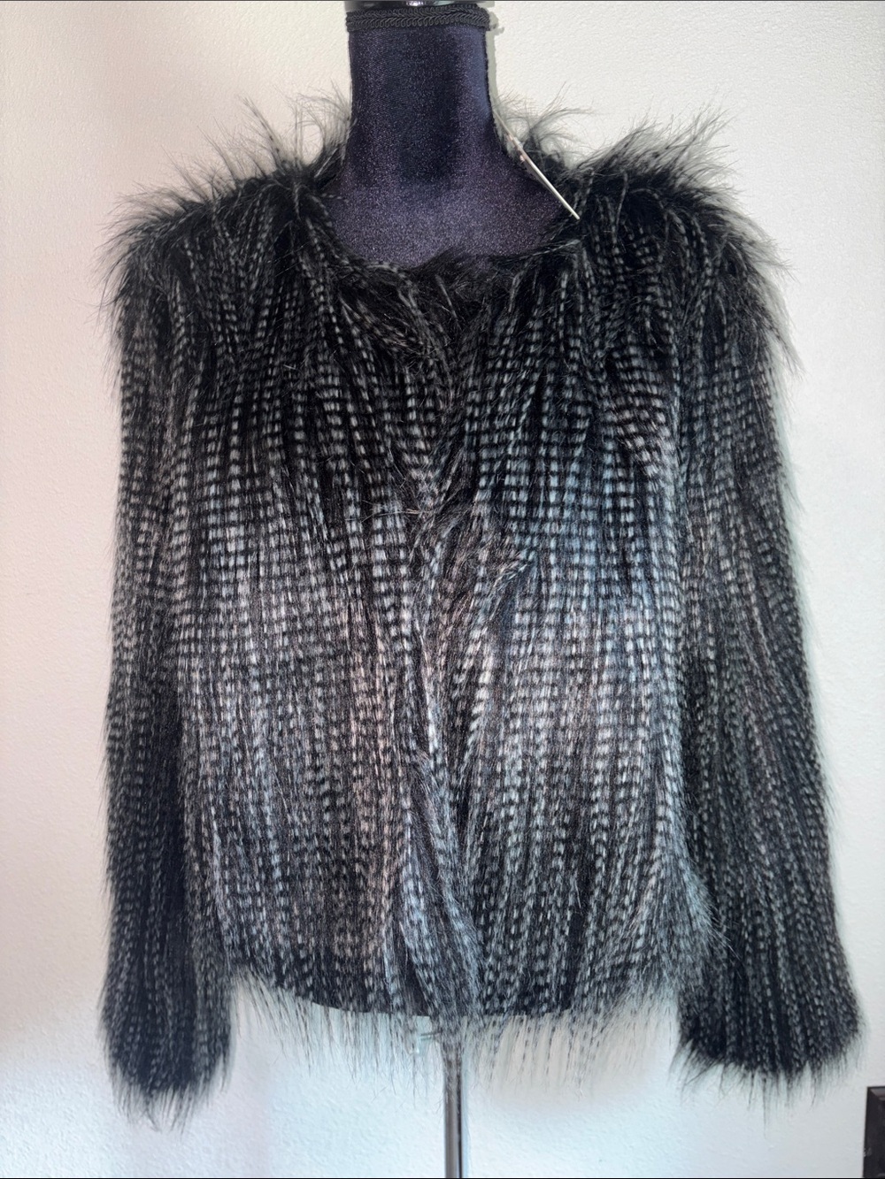 Faux Fur Textured Black Jacket